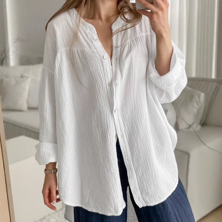 Oversized Cotton Gauze Shirt with Rope Belt