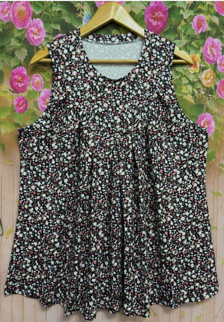 Fashion Plus Size Printed Round Neck Sleeveless Vest