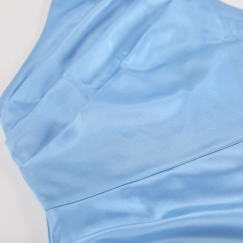 Satin Halter Sleeveless Split Dress