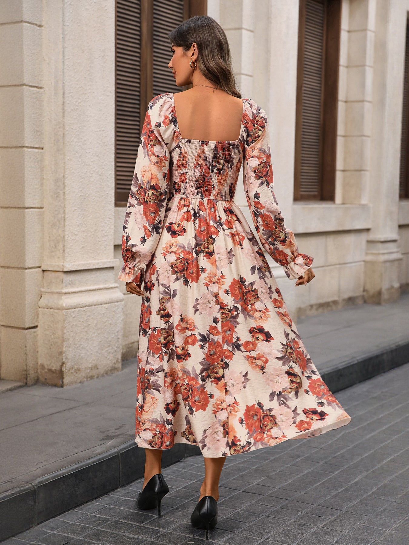Retro French Romantic Elegant Printed Dress