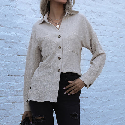 Long Sleeve Lapel Office Button Shirt