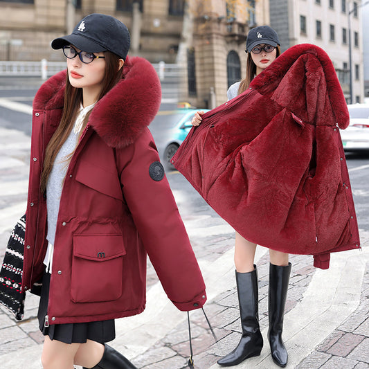 Women's Luxe Fleece-Lined Parka with Faux Fur Collar