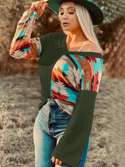 Southwestern Patchwork Sweater Top