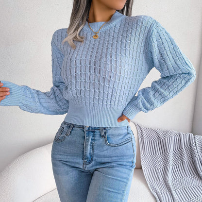 Twist Long Sleeves Cropped Knitted Sweater