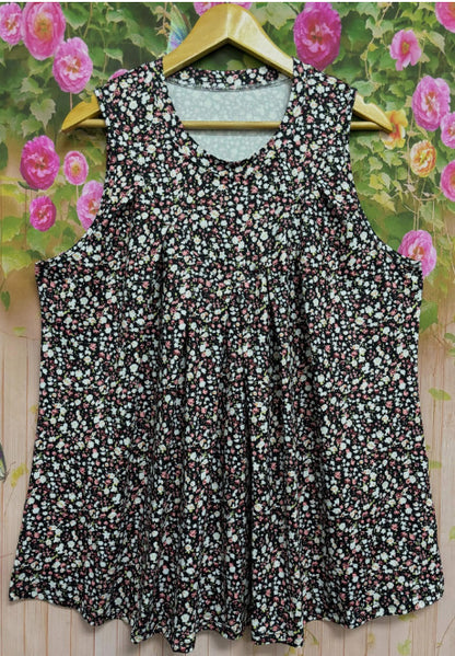 Fashion Plus Size Printed Round Neck Sleeveless Vest