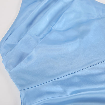 Satin Halter Sleeveless Split Dress