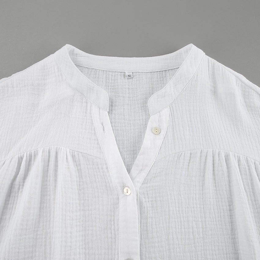Oversized Cotton Gauze Shirt with Rope Belt