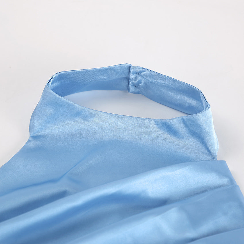 Satin Halter Sleeveless Split Dress