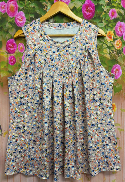 Fashion Plus Size Printed Round Neck Sleeveless Vest