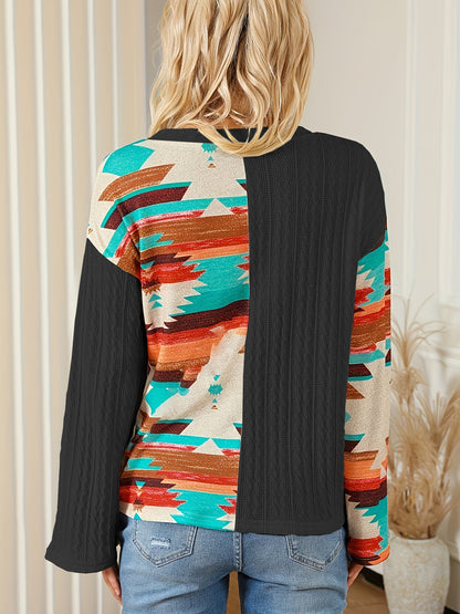 Southwestern Patchwork Sweater Top