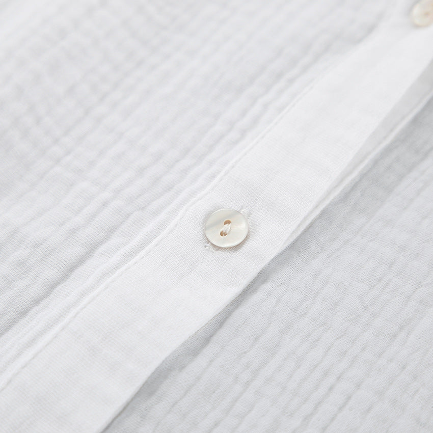 Oversized Cotton Gauze Shirt with Rope Belt