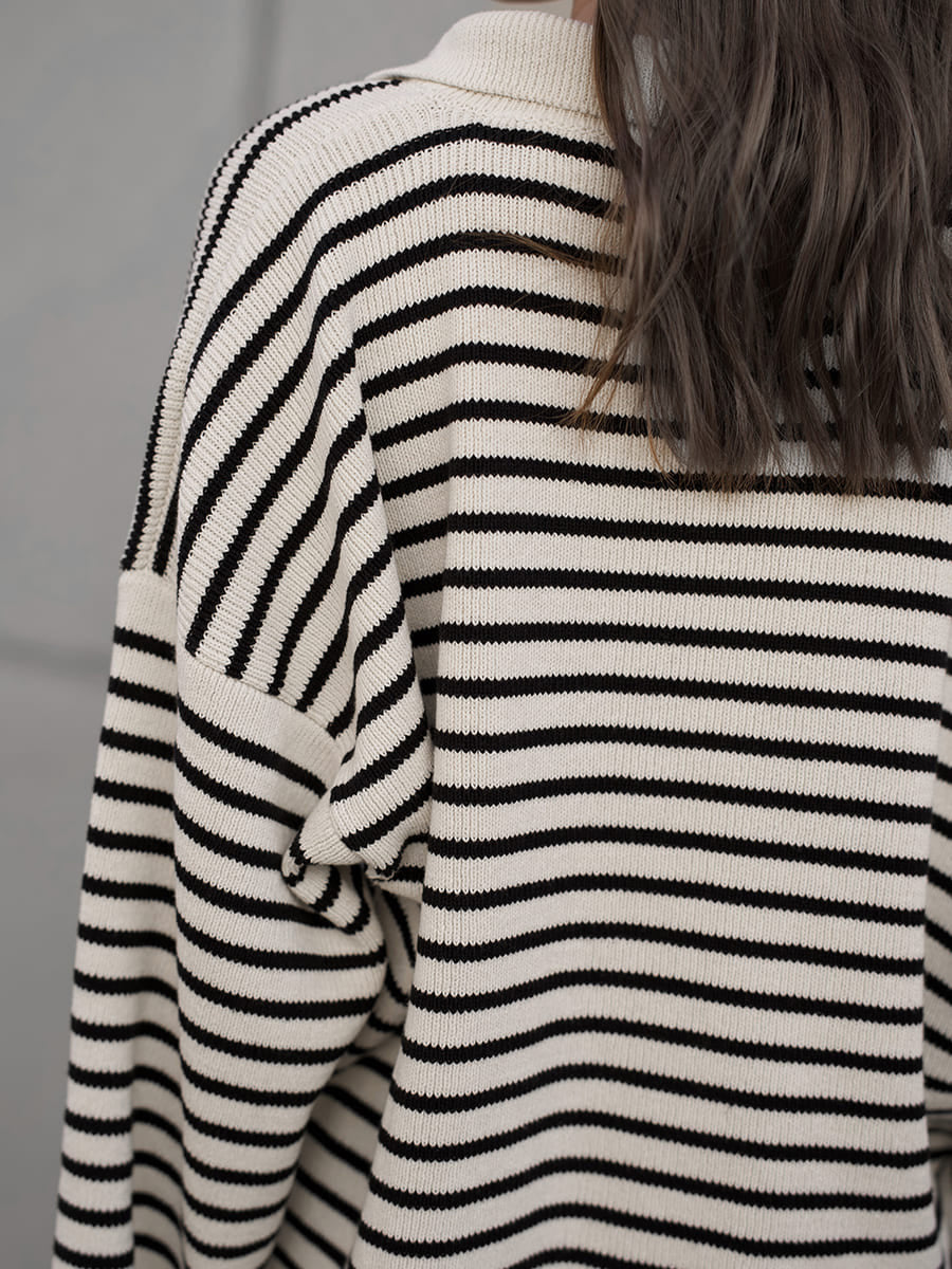 Striped Long Sleeve Loose Pullover Sweater