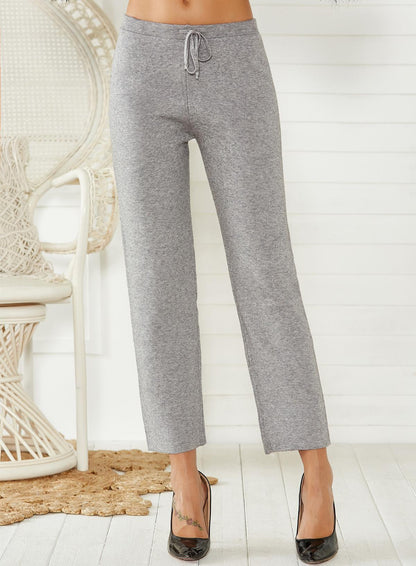 Mid-waist Woven Stretch Slimming And Warm Trousers