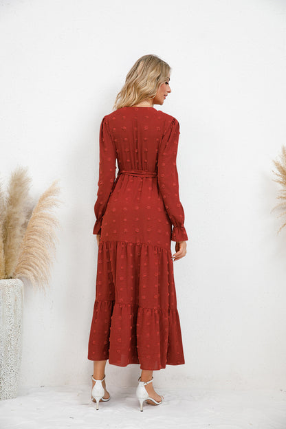 Textured Tiered Maxi Wrap Dress