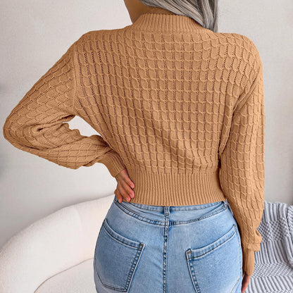 Twist Long Sleeves Cropped Knitted Sweater