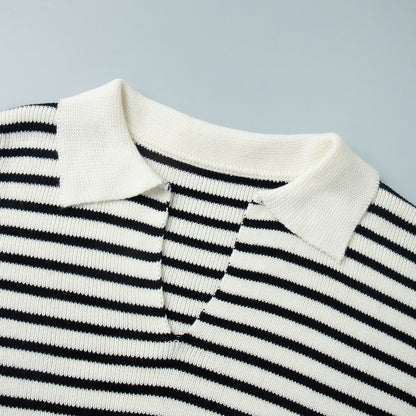 Striped Long Sleeve Loose Pullover Sweater