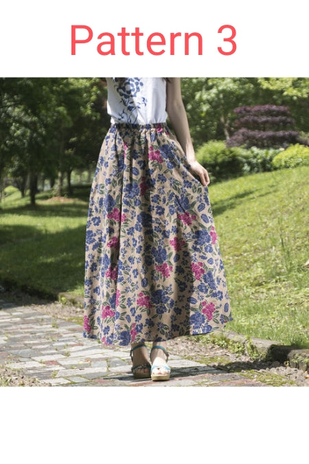 Bohemian Print Cotton Linen A-Line Maxi Skirt