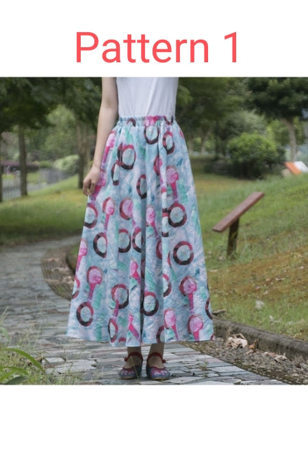 Bohemian Print Cotton Linen A-Line Maxi Skirt