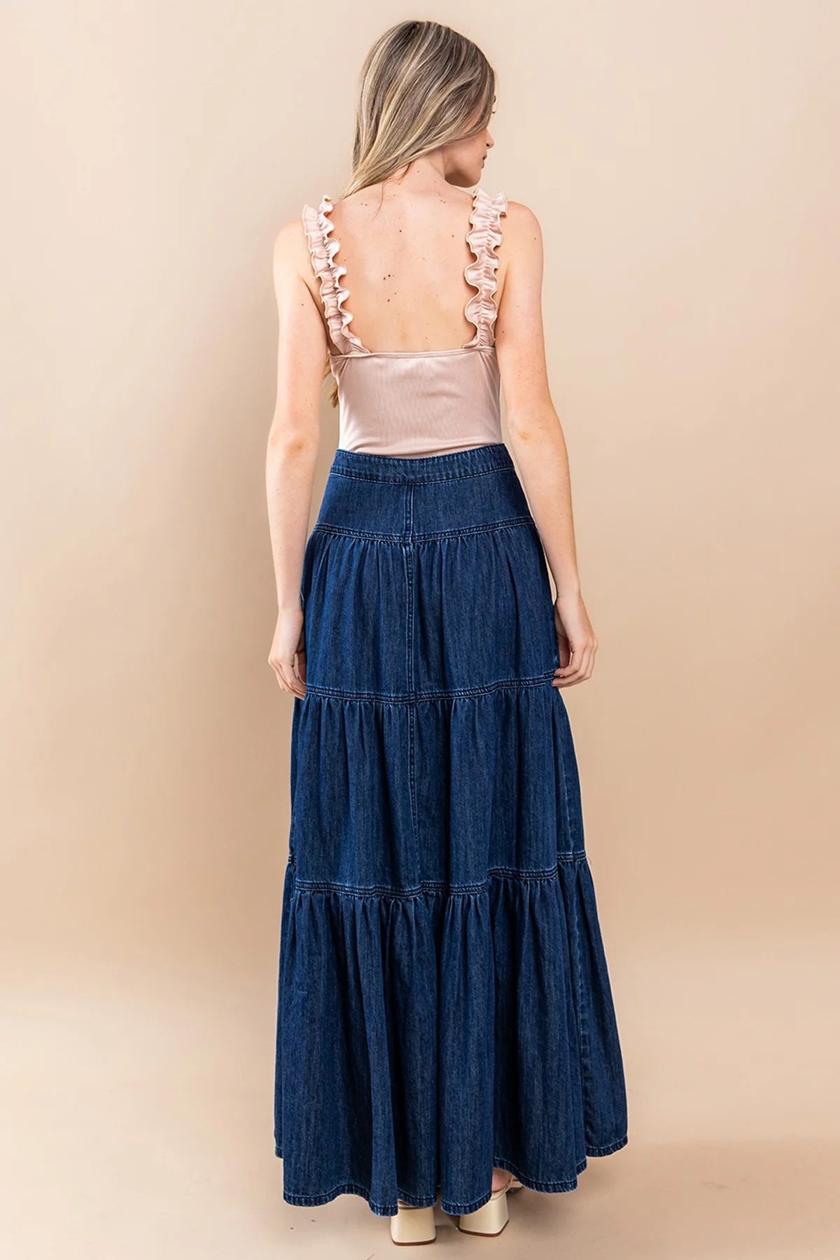 Low Waist Distressed, All-matching Denim Maxi Skirt