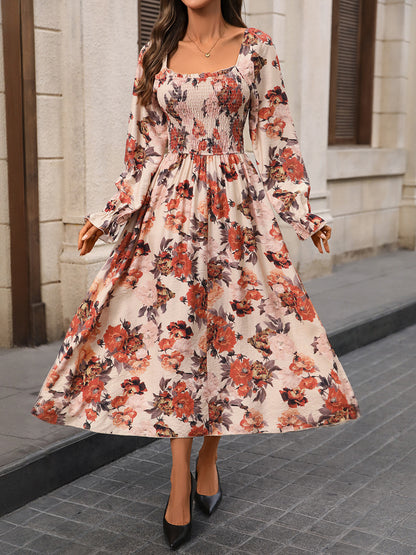 Retro French Romantic Elegant Printed Dress