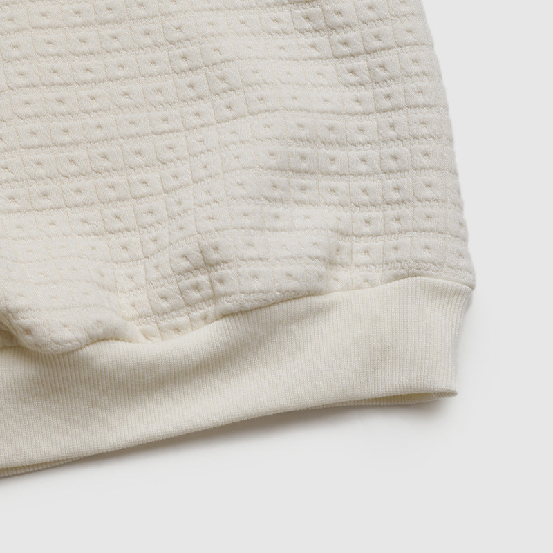 Textured Waffle Knit Button-Up Collar Sweater