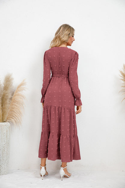 Textured Tiered Maxi Wrap Dress