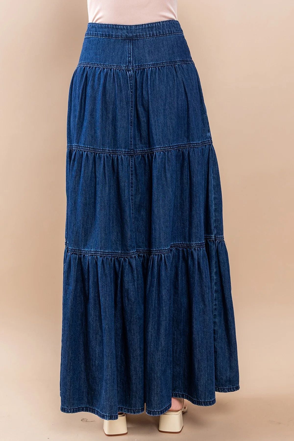 Low Waist Distressed, All-matching Denim Maxi Skirt