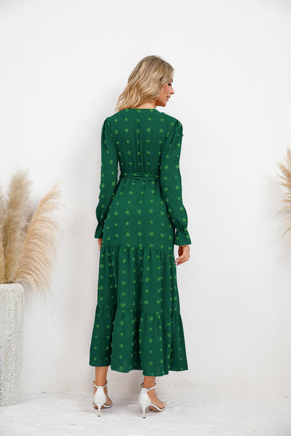 Textured Tiered Maxi Wrap Dress
