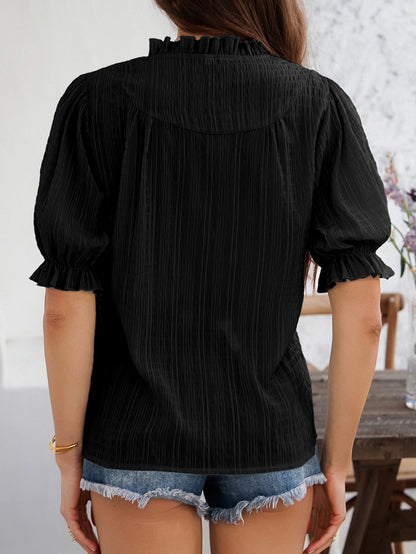 Temperament Leisure Commute Style Horn Half Sleeve Shirt