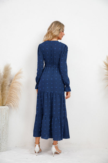 Textured Tiered Maxi Wrap Dress