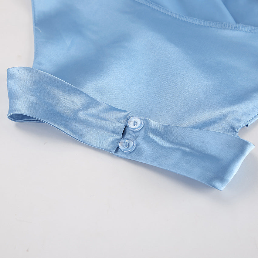 Satin Halter Sleeveless Split Dress