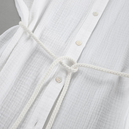Oversized Cotton Gauze Shirt with Rope Belt