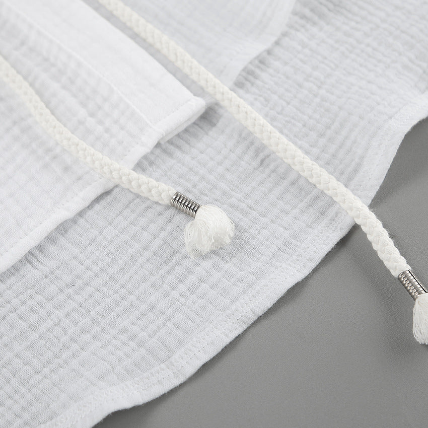 Oversized Cotton Gauze Shirt with Rope Belt