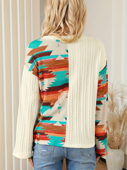 Southwestern Patchwork Sweater Top