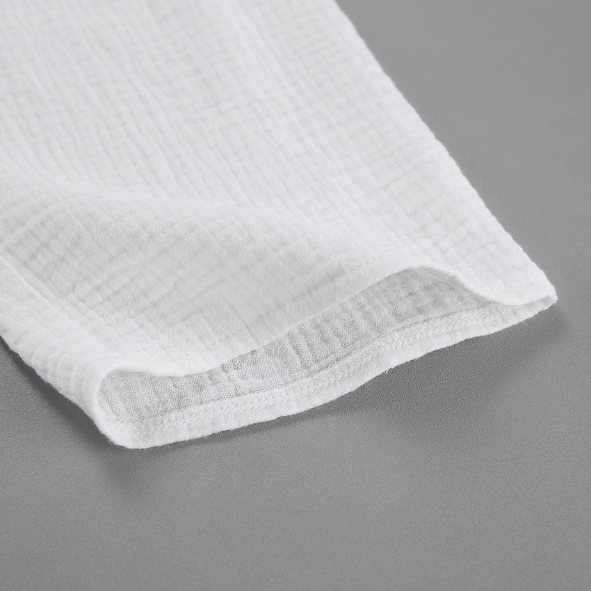 Oversized Cotton Gauze Shirt with Rope Belt