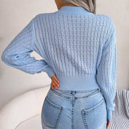 Twist Long Sleeves Cropped Knitted Sweater